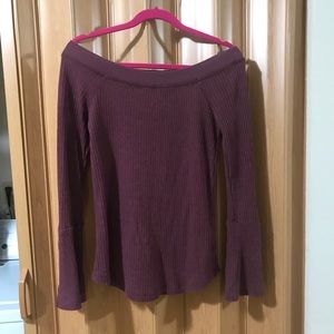 Off the shoulder waffle knit